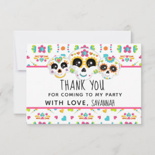 Carte De Remerciements Crâne de Sucre Dia de La Muerte Anniversaire Hallo