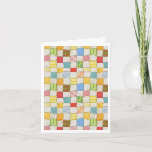 CARTE DE REMERCIEMENTS CRAZY QUILT / Blanche (Devant)