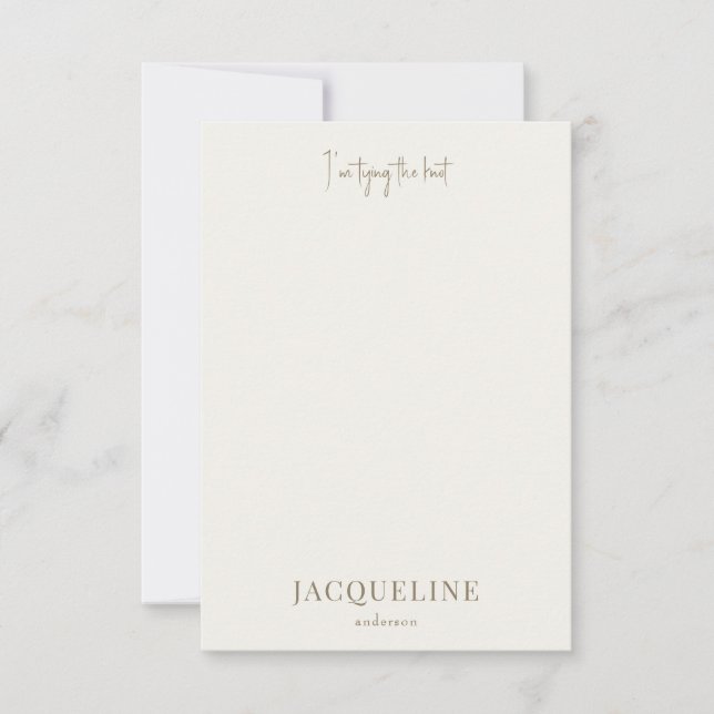 Carte De Remerciements Cream I'm Tying the Knot Shower (Devant)