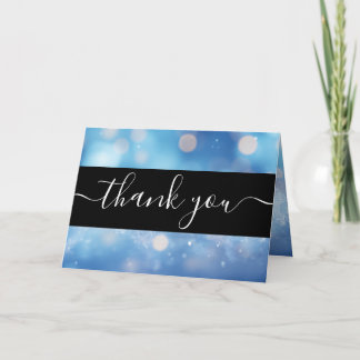 Carte De Remerciements Créez Vos Propres Flocons de Neige Bokeh Bleus Mer