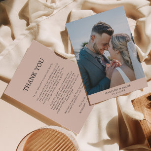 Carte De Remerciements Crème Boho Simple Beige Avec Mariage Photo