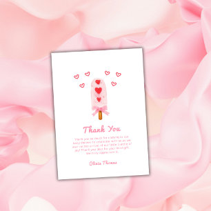 Carte De Remerciements Crème de glace Bow Coeur Rose Prêt À Pop Baby show