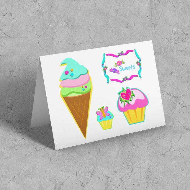 Carte De Remerciements Crème De Glace Et Cupcakes (Créateur téléchargé)