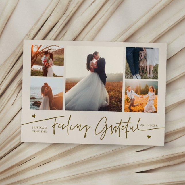 Carte De Remerciements Crème de mariage multi-photo « Feeling Grateful » (Créateur téléchargé)