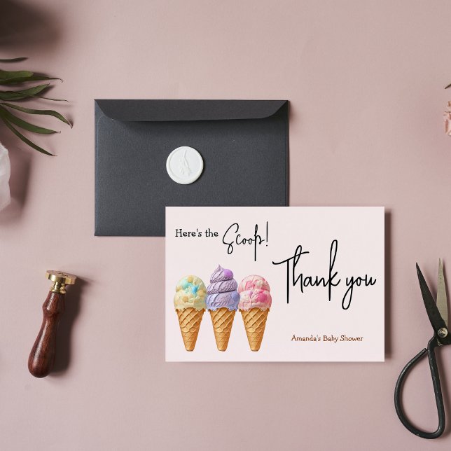 Carte De Remerciements Crème glacée douce été ici Baby shower Scoop (Créateur téléchargé)