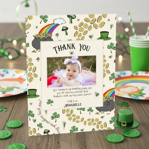 Carte De Remerciements Crème Irlandais Rainbow Clovers & Hearts Anniversa