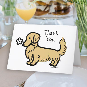 Carte De Remerciements Crème Long Haired Dachshund Tiny Flower