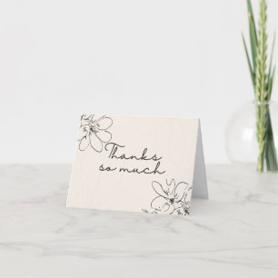 Carte De Remerciements Crème "Merci beaucoup" Fleur sauvage dessinée à la