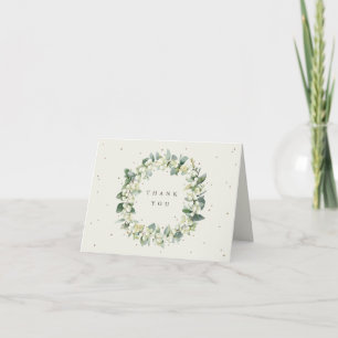 Carte De Remerciements Crème Snowberry+Eucalyptus Wreath Mariage Note