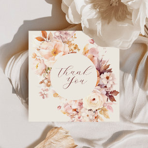 Carte De Remerciements Crème Vintage Floral Baby Shower d'Automne