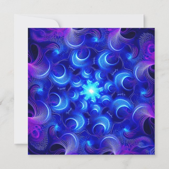 Carte De Remerciements Crescent Moon Blue Fractals (Devant)