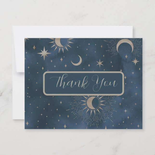 Carte De Remerciements Crescent Moon Starry Mariage de nuit (Devant)