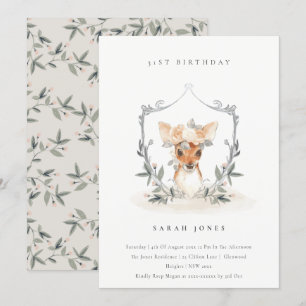 Carte De Remerciements Crête florale de cerf Dusky N'importe quel âge Ann