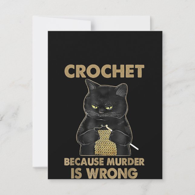 Carte De Remerciements Crochet Chat Noir Parce Que Le Meurtre Est Mal (Devant)