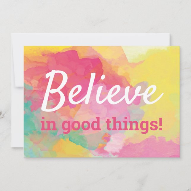 Carte De Remerciements Croire en les bonnes choses Quote d'aquarelle posi (Devant)