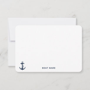 Carte De Remerciements Croisière Nom Bateau Ancre Bleu Marine Nautical