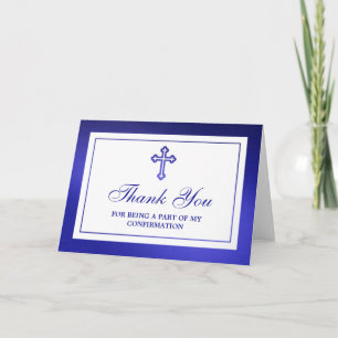 Carte De Remerciements Croix Bleue Métallique Communion Sainte Ou Confirm