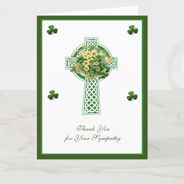 Carte De Remerciements Croix Celtique irlandaise catholique shamrock (Créateur téléchargé)