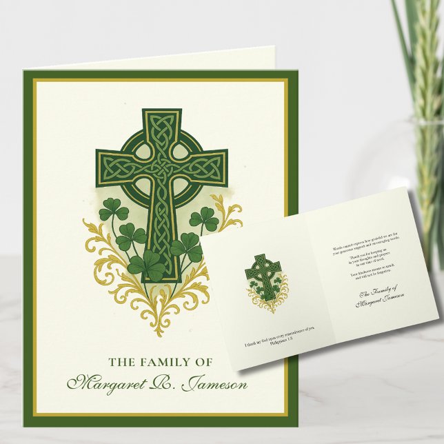 Carte De Remerciements Croix Celtique irlandaise catholique shamrock (Créateur téléchargé)