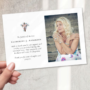 Carte De Remerciements Croix florale Sympathy Funeral Memorial