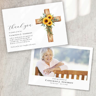 Carte De Remerciements Croix florale Sympathy Funeral Memorial