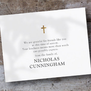 Carte De Remerciements Croix or simple Memorial