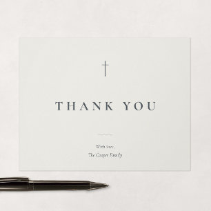 Carte De Remerciements Croix religieuse minimale Grace Stone