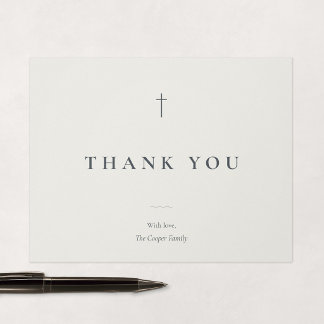 Carte De Remerciements Croix religieuse minimale Grace Stone