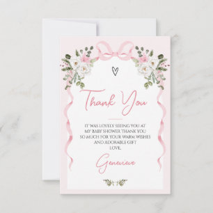 Carte De Remerciements Croquette Pink Bow Arch Hiver Baby shower Floral