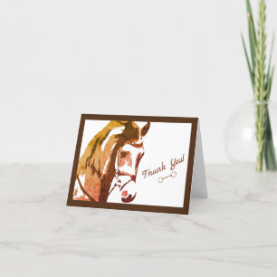 Carte De Remerciements Croquis de cheval et biscuit en Brown