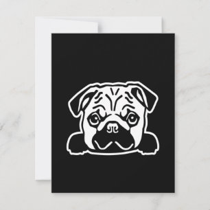 Carte De Remerciements Croquis de visage de chien mignon Carlin Amateur