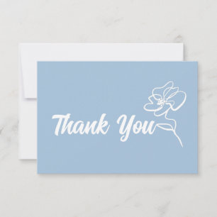Carte De Remerciements Croquis floral bleu français classique