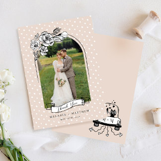 Carte De Remerciements Croquis floral Fairytale Amusants Fox Mariage Arch