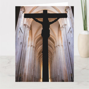 Carte De Remerciements Crucifix avec Jésus-Christ. Abbaye gothique d'Alco