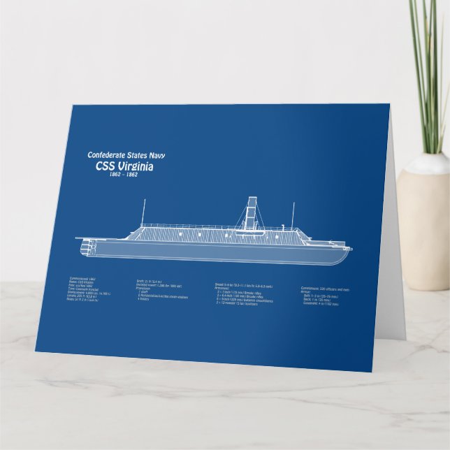 Carte De Remerciements CSS Virginie - Plan de plan des navires ABD (Devant)