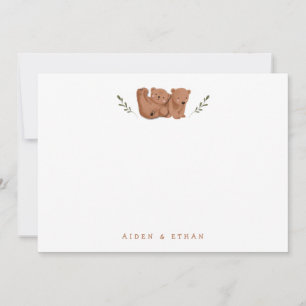 Carte De Remerciements Cub Bear Woodland Twins