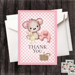 Carte De Remerciements Cuisine Brown Teddy Bear Pique-nique Baby shower M
