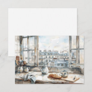 Carte De Remerciements Cuisine d'appartement parisien Aquarelle avec toit