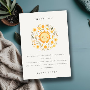 Carte De Remerciements Cuisine Notre Petit Baby shower Soleil Boho