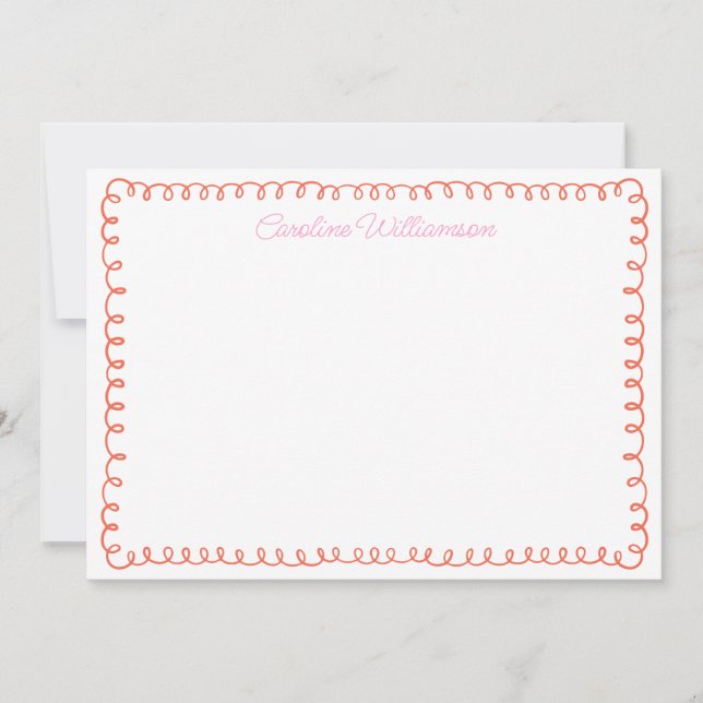Carte De Remerciements Cuisine Personnalisée Rose Orange Squiggle Bordure (Devant)