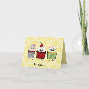 Carte De Remerciements Cupcake famille givrage arroses cerise gâteaux