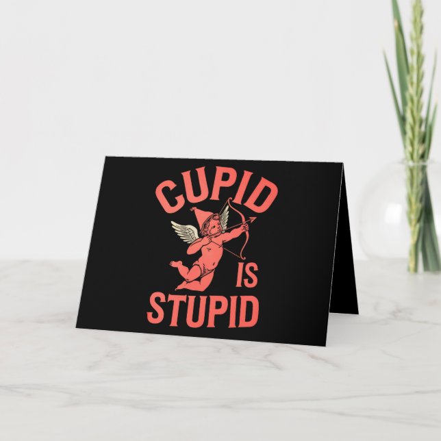 Carte De Remerciements Cupid est stupide drôle de la Saint-Valentin (Devant)