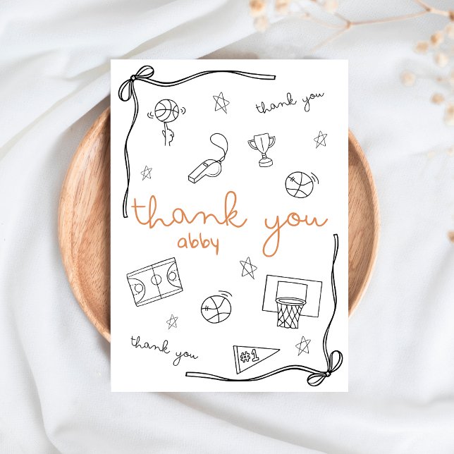 Carte De Remerciements Custom Basketball Thank you Card Doodle (Créateur téléchargé)