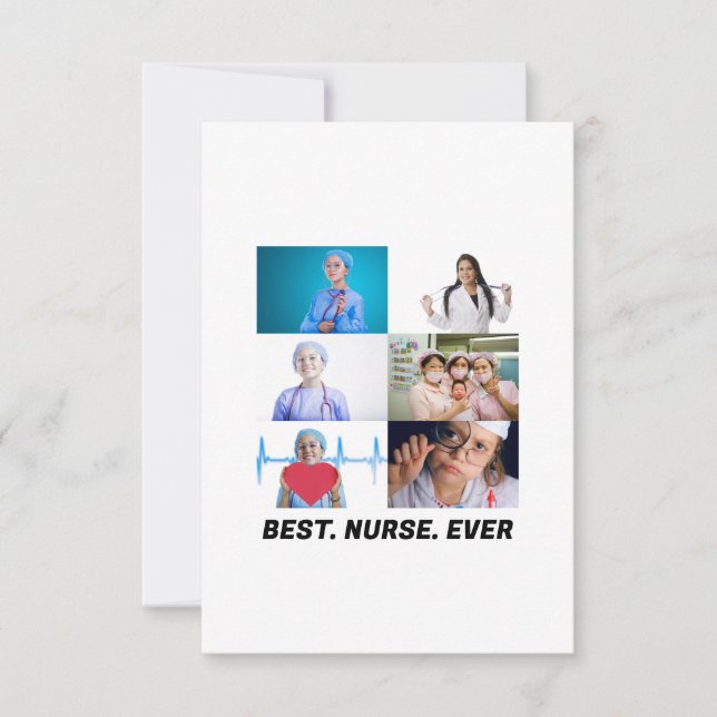 Carte De Remerciements Custom Best Nurse Ever 6 photo collage (Devant)