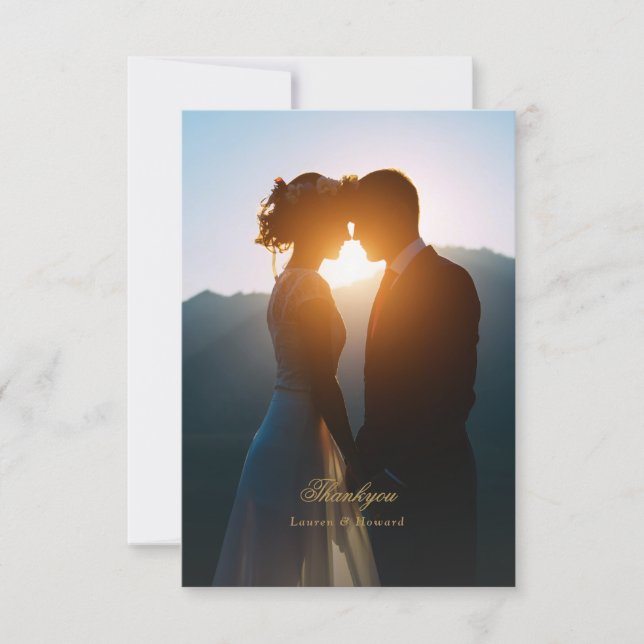 Carte De Remerciements custom elegant photo wedding (Devant)