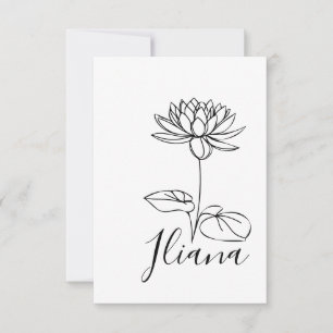 Carte De Remerciements Custom Juillet Eau Lily Cadeau Fleur de naissance