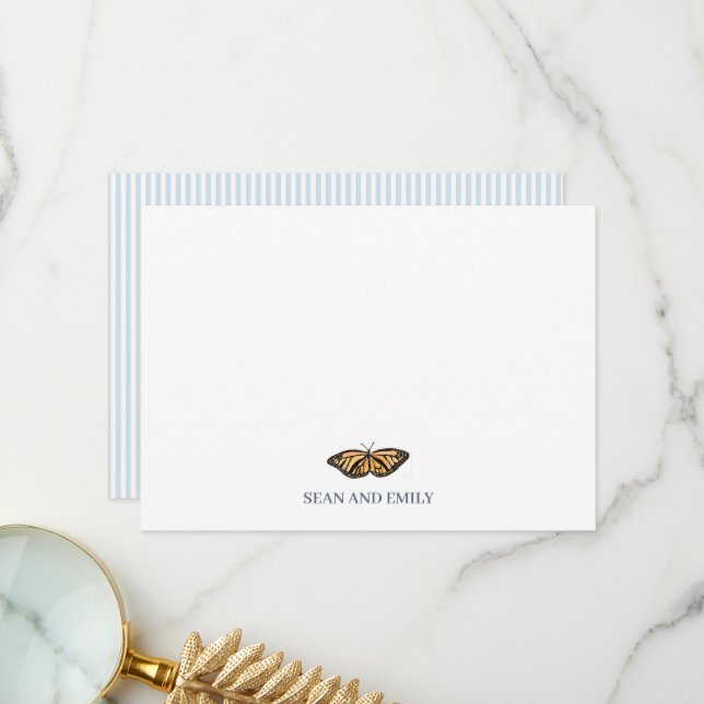 Carte De Remerciements Custom Monarch Butterfly Painting Stationary (Devant/Arrière en situation)