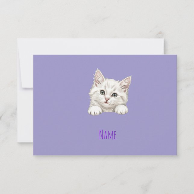 Carte De Remerciements Custom Name Personalized Kitten Art Gift (Devant)