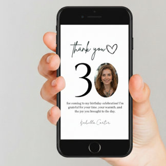 Carte De Remerciements Custom Photo 30th Birthday Thank You Card