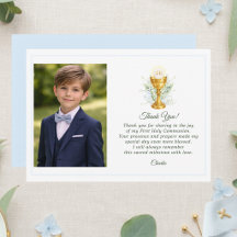 Custom Photo First Holy Communion Blue